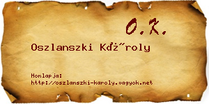 Oszlanszki Károly névjegykártya
